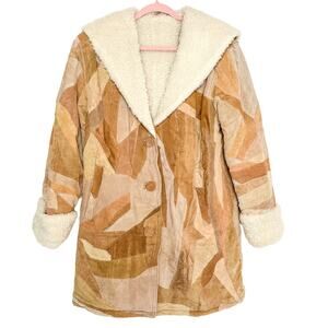Vintage Tan and Cream Patchwork Coat